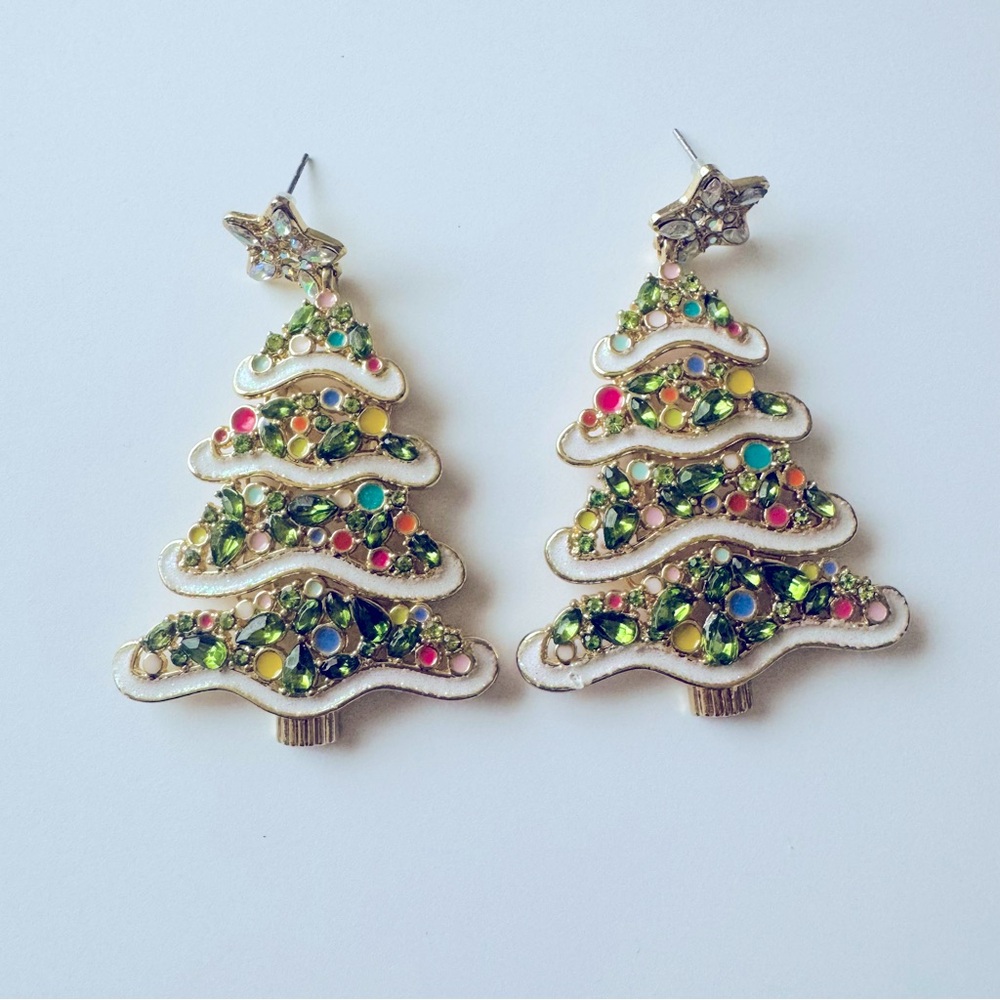 Baublebar Sugarfix Christmas Holiday Tree Earrings with Multicolored Crystals